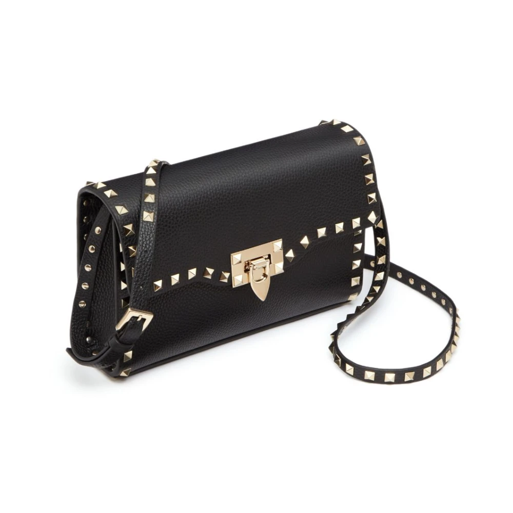 Valentino Garavani Zwarte Leren Rockstud Tassen Black Dames