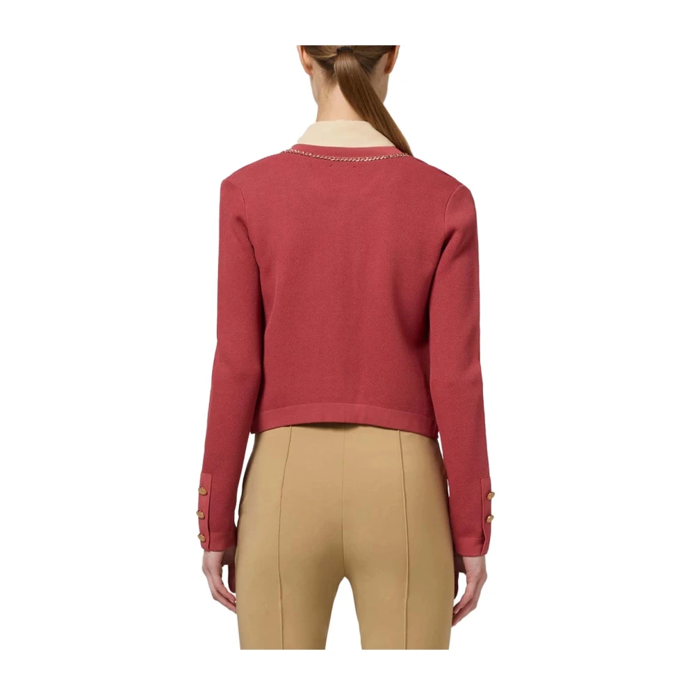 Elisabetta Franchi Geknipte Viscose Jas met Kettingdetail Red Dames