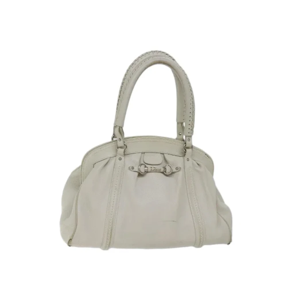 Dior Vintage Pre-owned Leather handbags White Dames