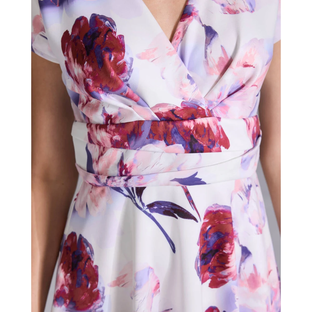 Swing Gedrukte Midi Jurk in Scuba Stof Multicolor Dames