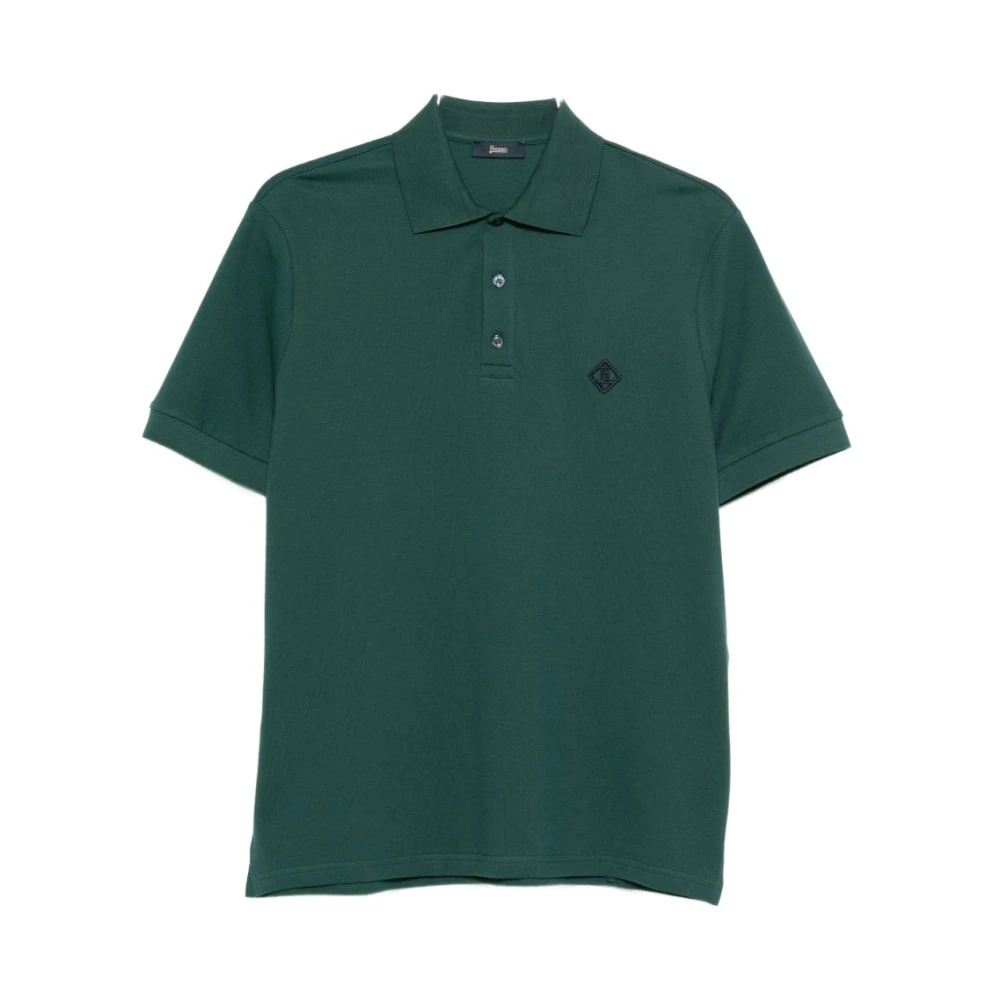Herno Hombre Verde - Polo De Manga Corta Con Parche Del Logotipo - Tops - M - Polo De Manga Corta Con Parche Del Logotipo