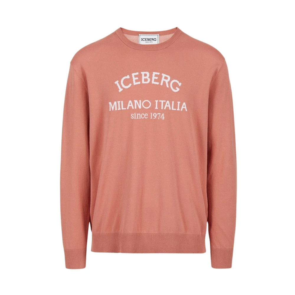 Iceberg Crewneck Sweater met logo Pink Heren