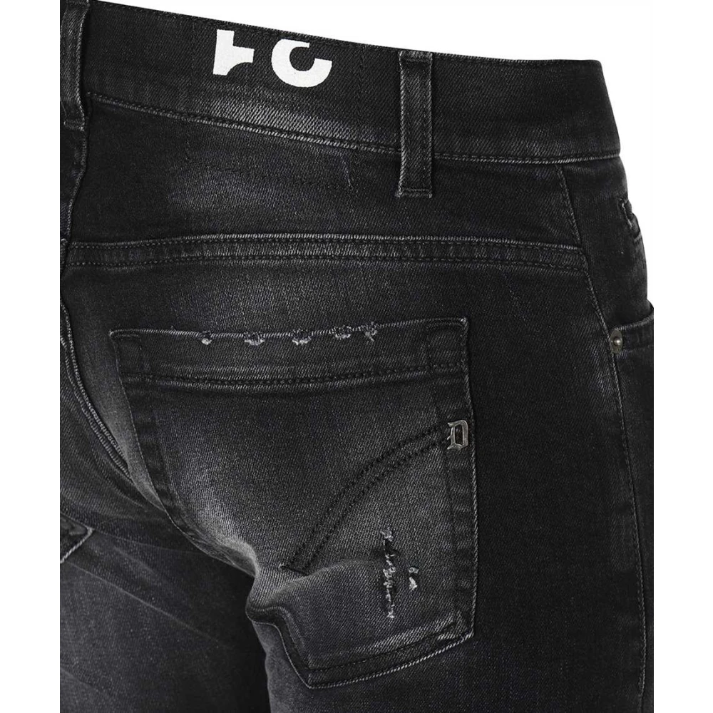 Dondup Distressed Stretch Denim Broek Black Heren
