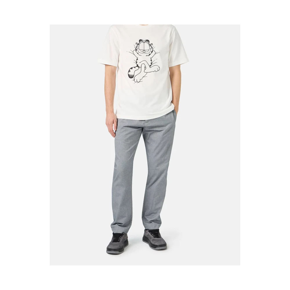 Iceberg Wit katoenen jersey T-shirt met Lazy Garfield print Beige Heren