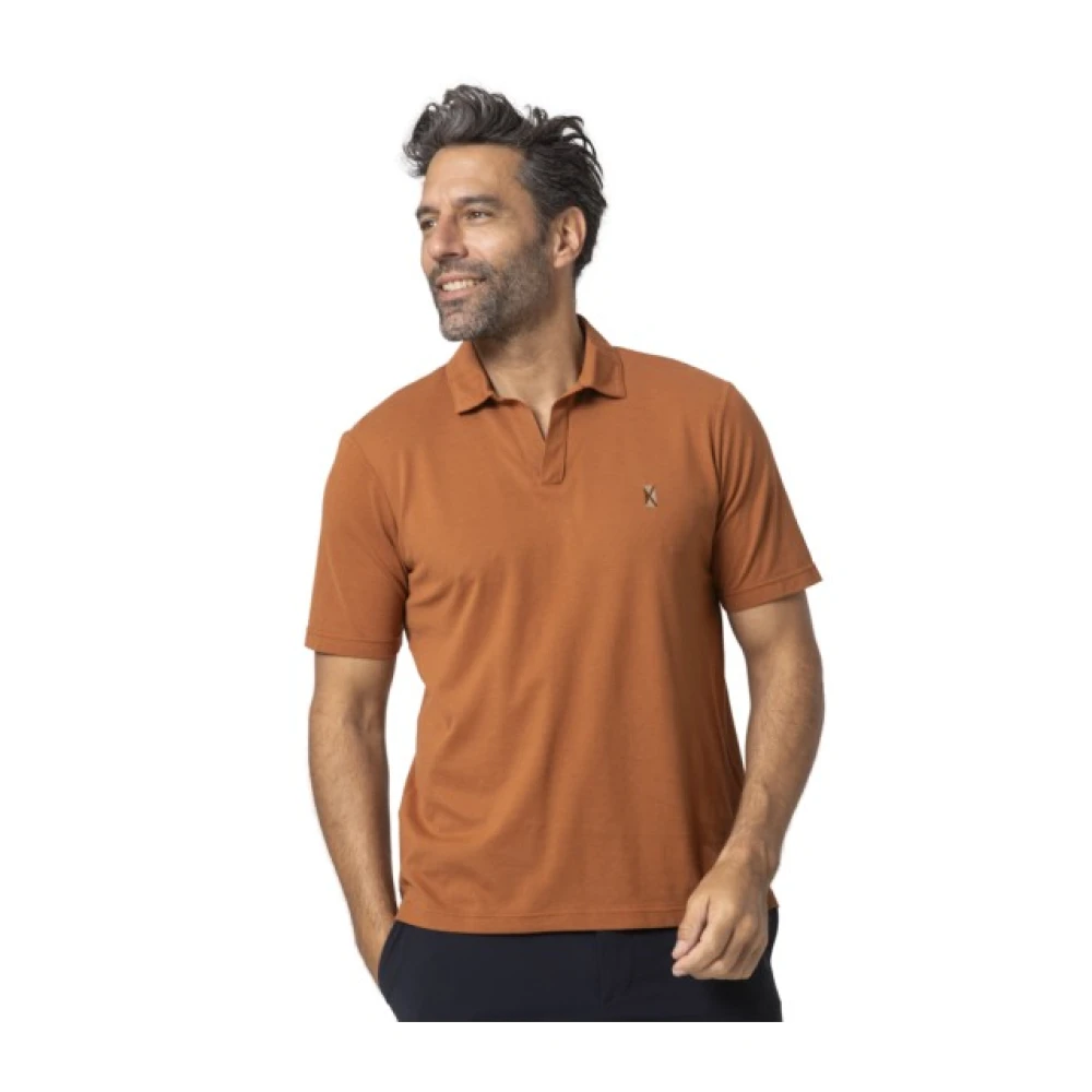 Gran Sasso Mænd Brun Top, Herre, Brun,, Bomuld, Terracotta Skipper Krave Polo Shirt Medium