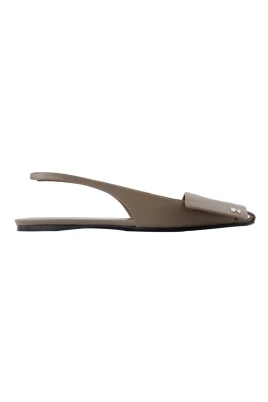 Fold Läder Slingback Ballerinas