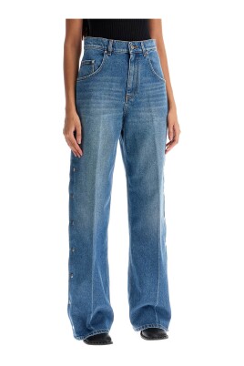 buttoned-ripped-bootcut-jeans-with-slits