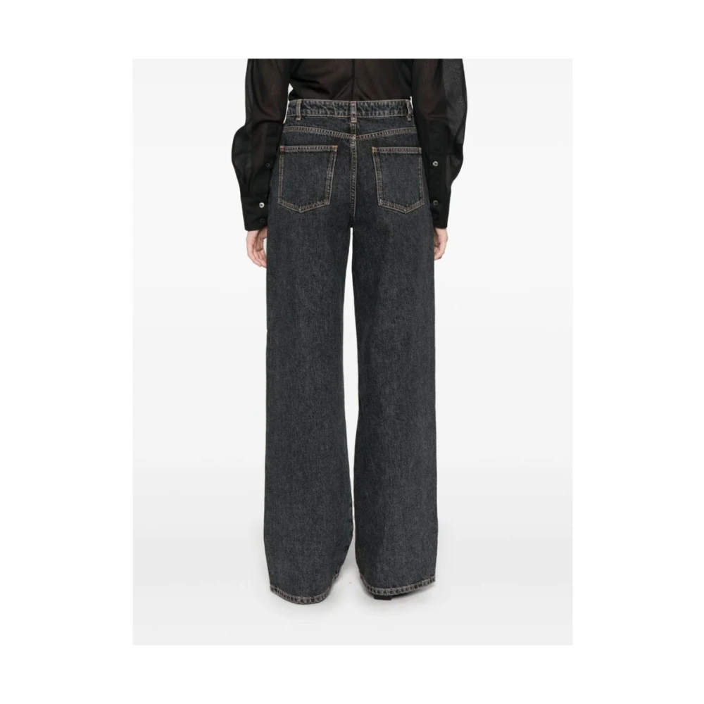 IRO Zwarte Stonewashed Denim Wide Leg Jeans Black Dames