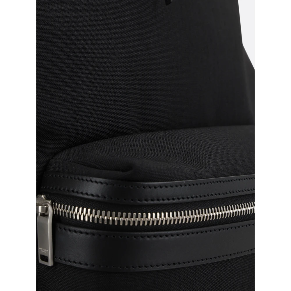 Saint Laurent Zwarte Rugzak met Dubbele Ritssluiting Black Heren
