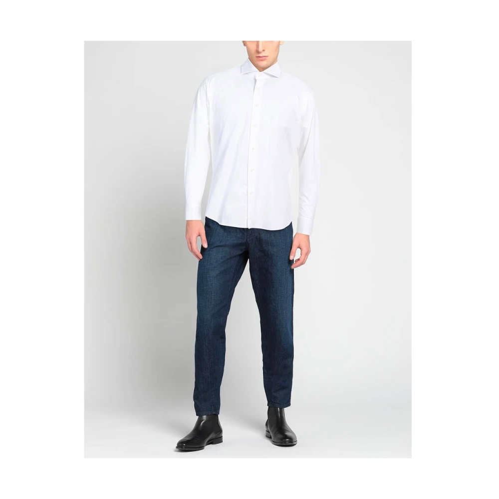 Aquascutum Katoenen overhemd met geborduurd logo White Heren