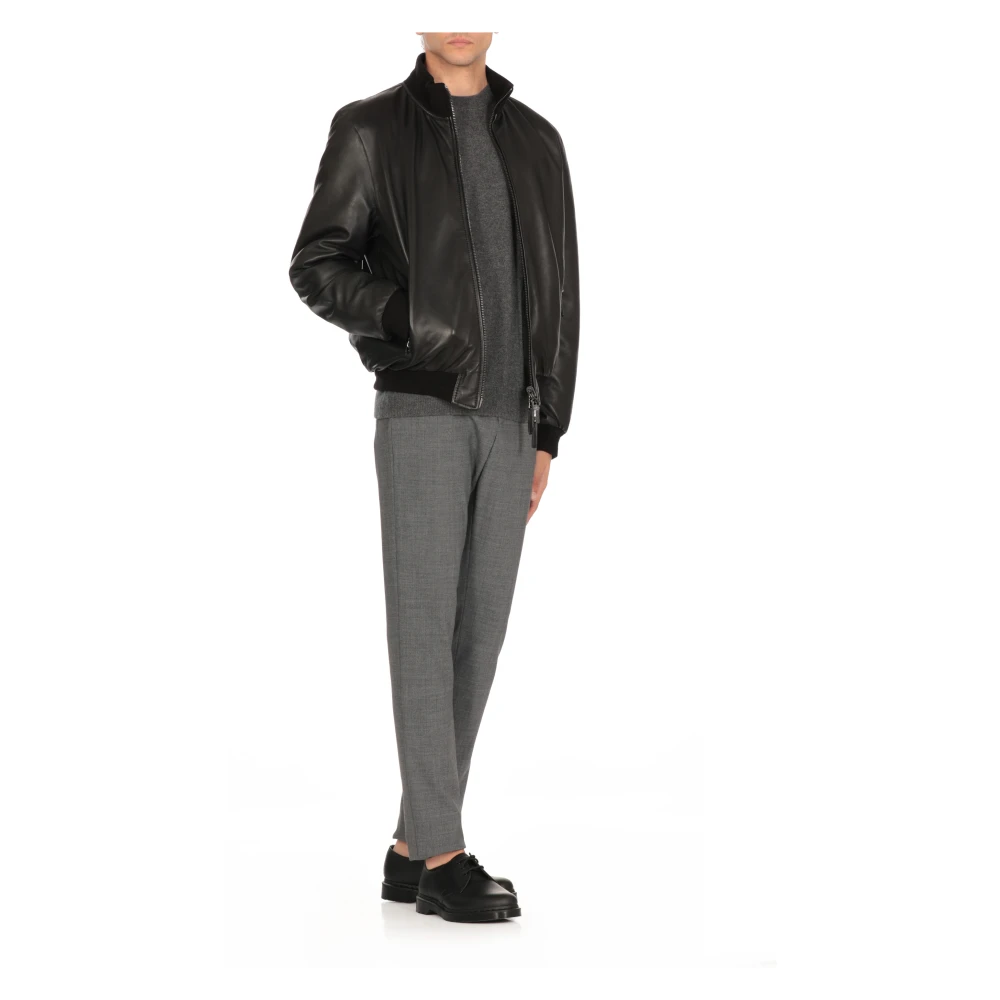 The Jack Leathers Omkeerbaar Leren Jack Zwart Ronde Hals Black Heren