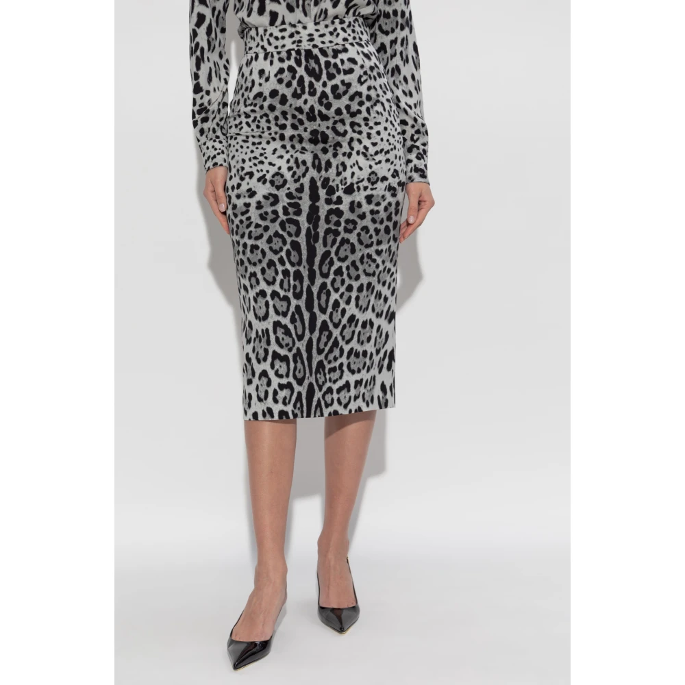 Dolce & Gabbana Zijden rok met dierenprint Gray Dames