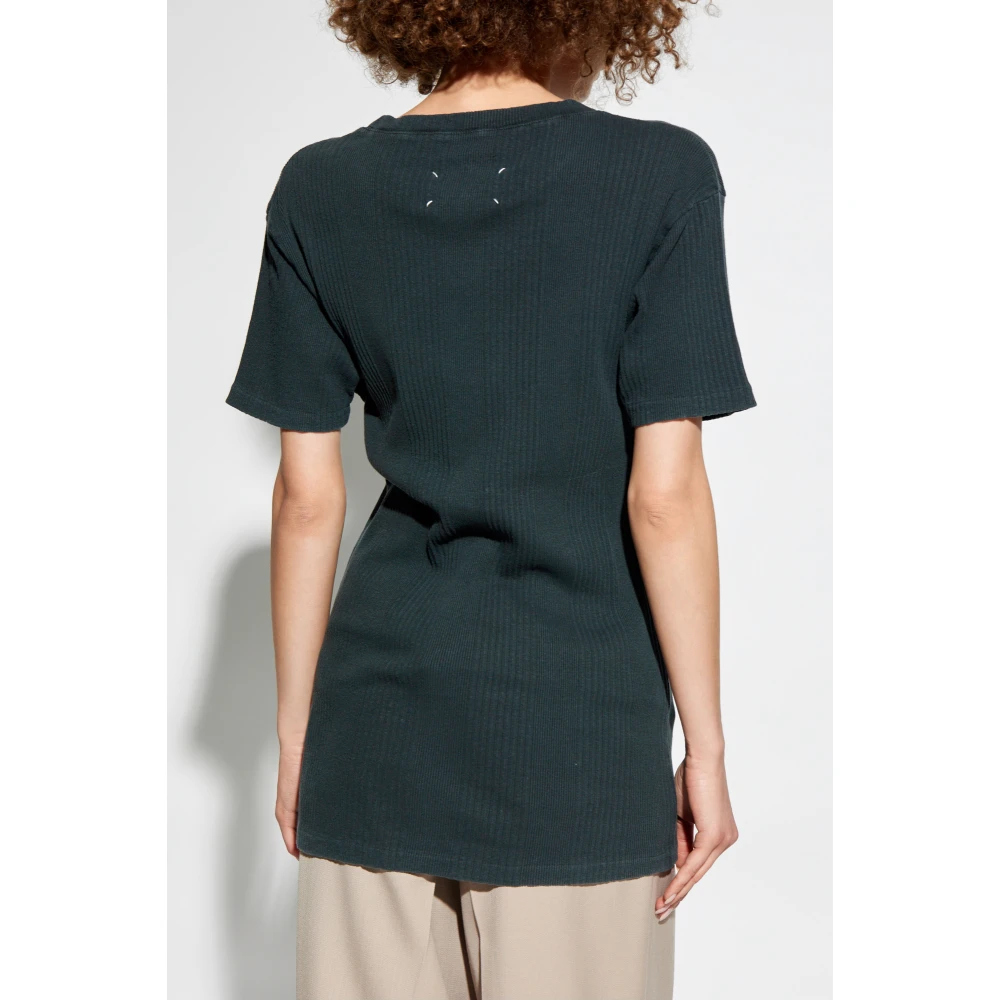 Maison Margiela Katoenen geribbeld t-shirt Gray Dames