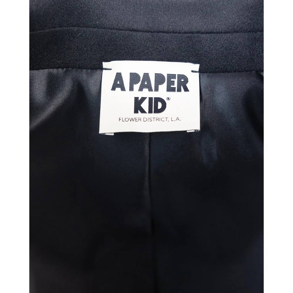A Paper Kid Zwarte double-breasted jas met oversized revers Black Heren