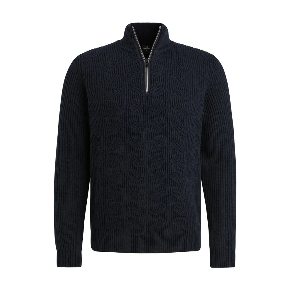 Vanguard Halve Rits Katoenmix Wol Pullover Blue Heren