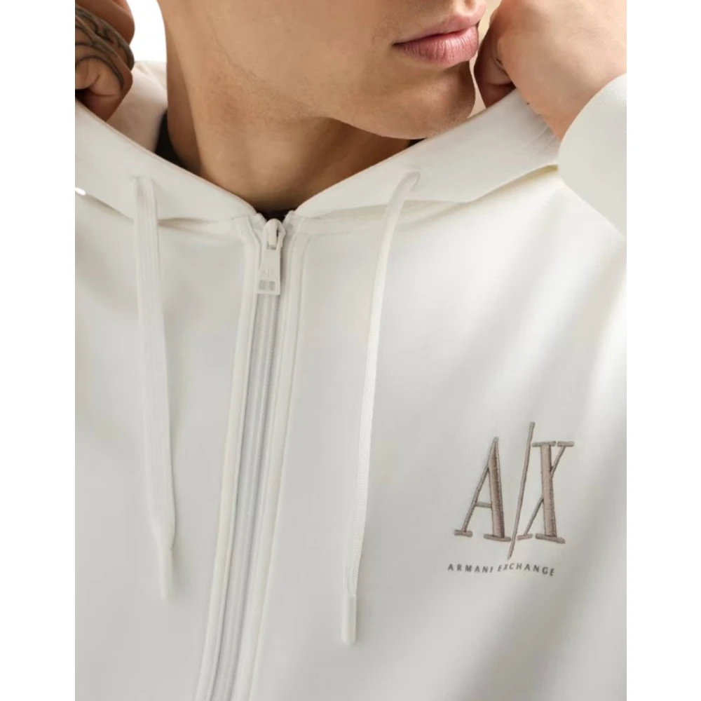 Armani Exchange Ritssluiting Hoodie Casual Praktisch Zacht Stof White Heren
