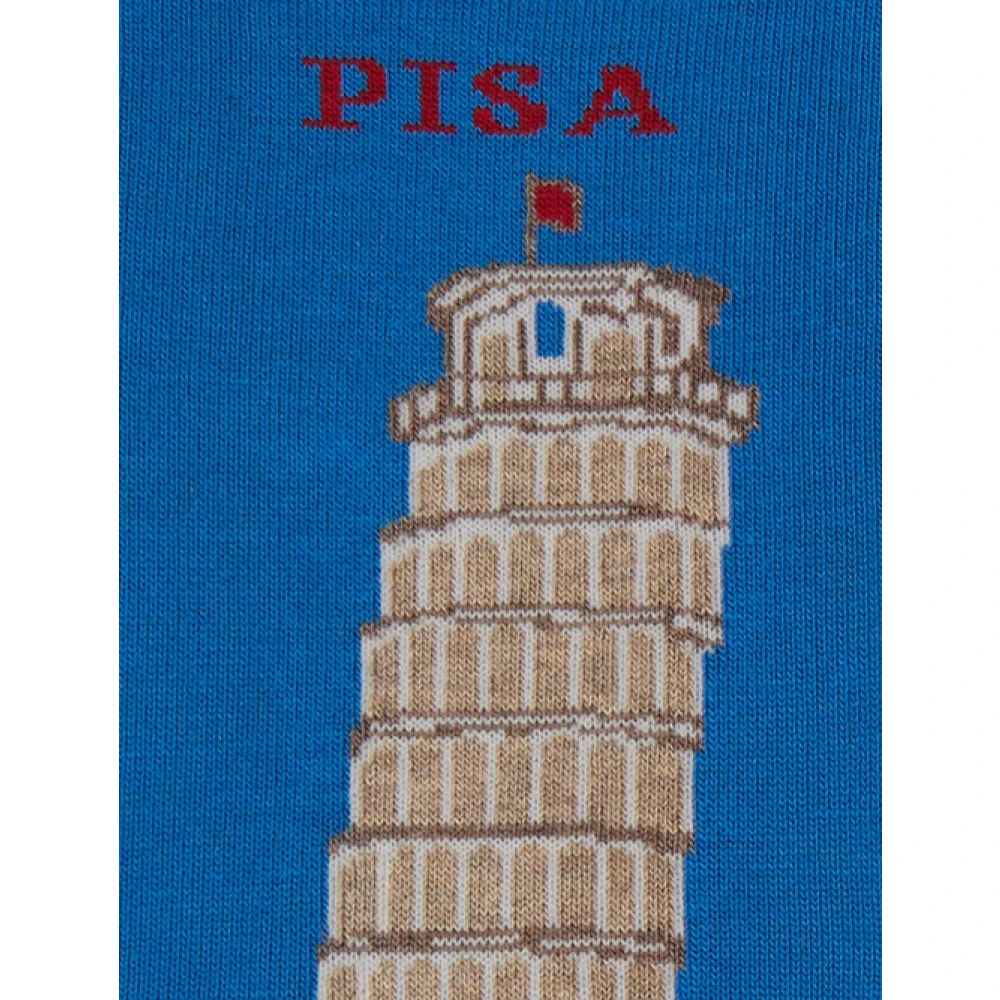 Gallo Korte katoenen sokken voor dames groen met patroon van de Toren van Pisa Multicolor Dames