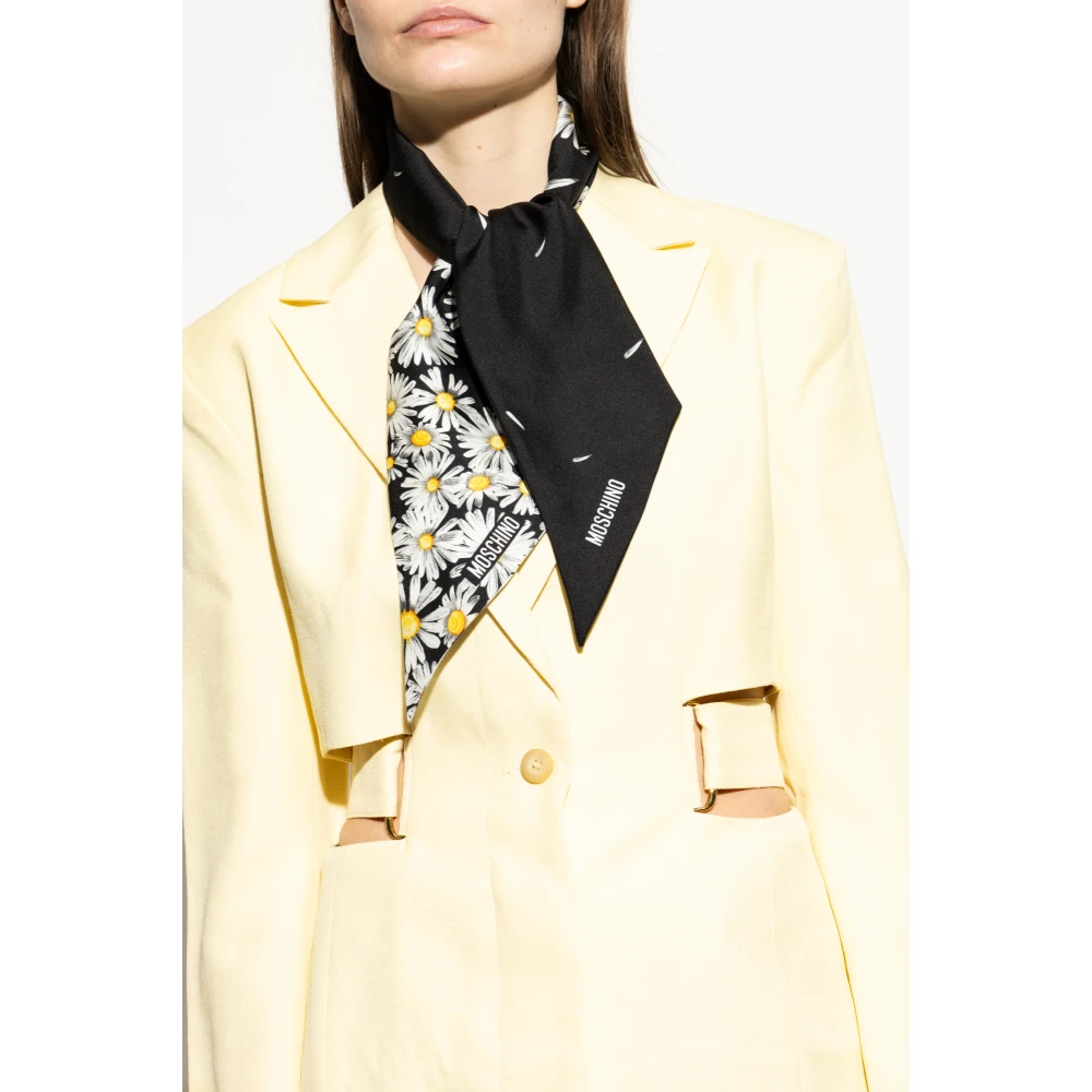 Moschino Zijden sjaal met bloemmotief Black Dames