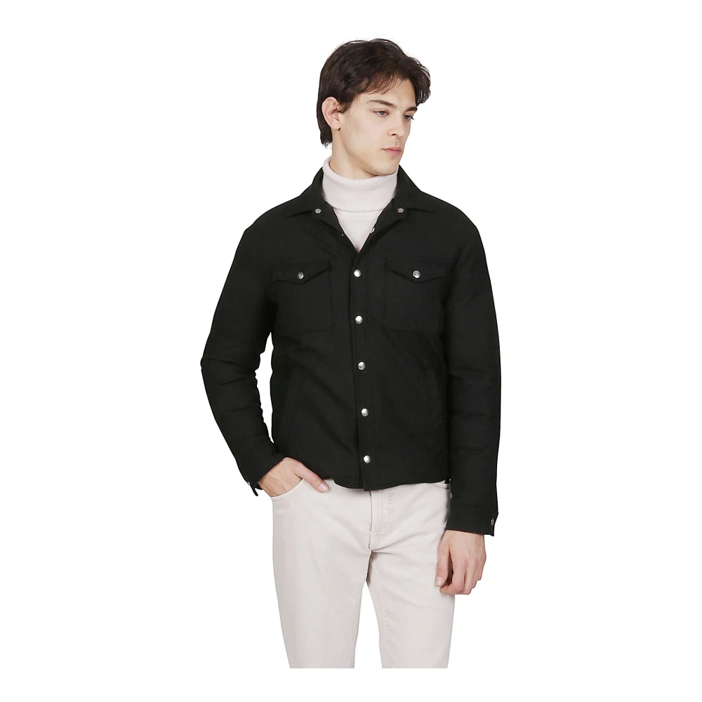 Eleventy 14 Micron Wollen Jas Shirt Black Heren