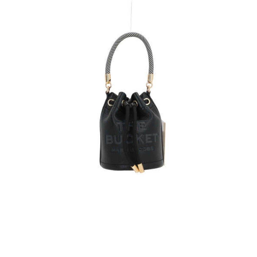 Marc Jacobs Zwarte Leren Bucket Bag met Gouden Hardware Black Dames