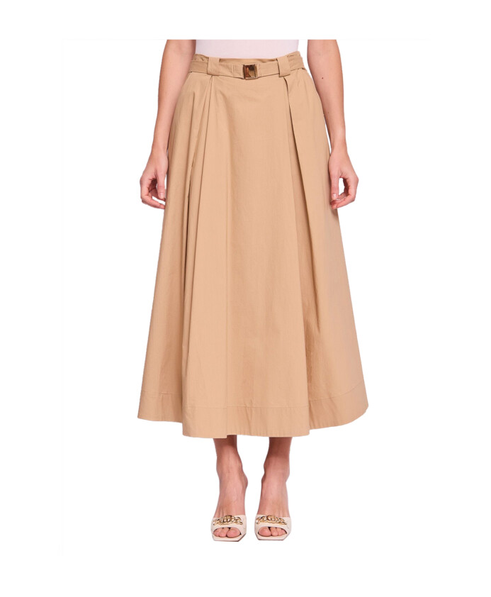 jupe-midi-en-popeline-de-coton-beige