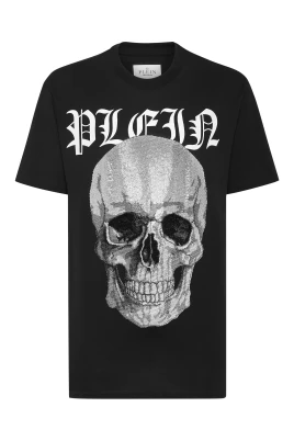 T-shirt Rund Hals SS med Kristaller Dödskalle