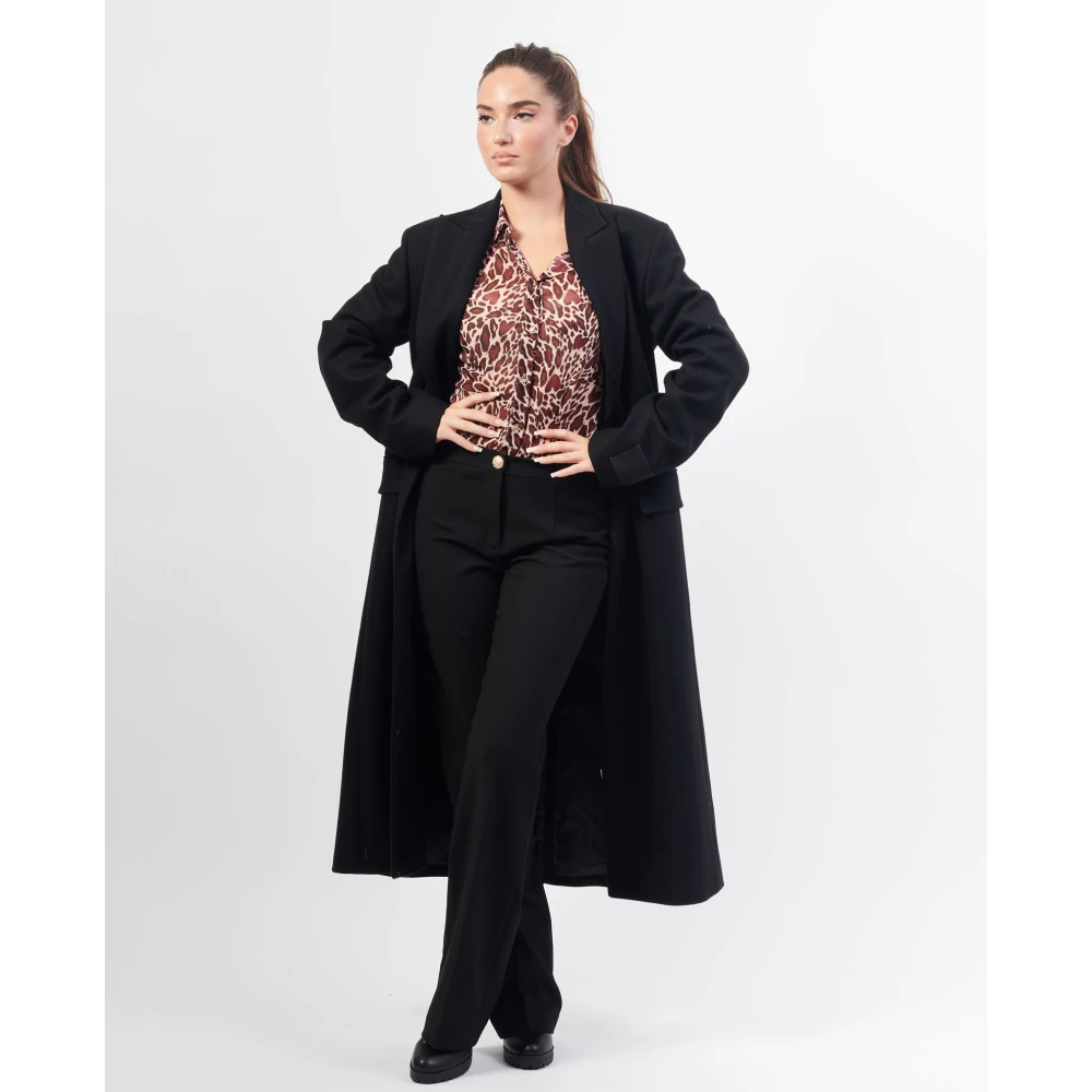 Hugo Boss Zwarte wollen blend ceintuurjas Black Dames