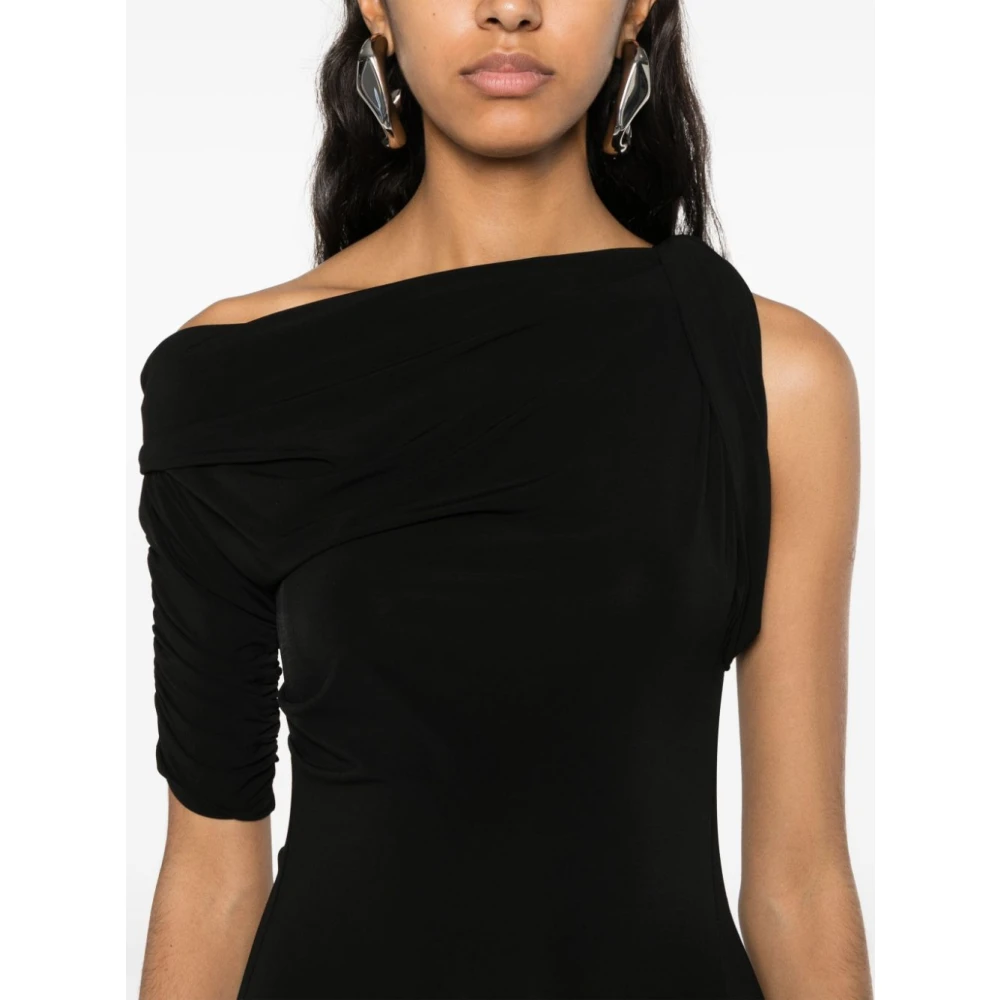 Jacquemus Zwarte Asymmetrische Hals Twist Jurk Black Dames