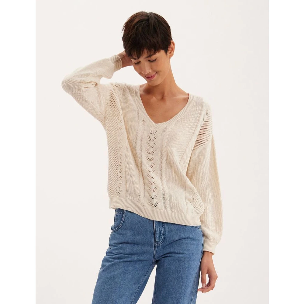 Ines De La Fressange Paris Trendy Ecru Jumper Beige Dames