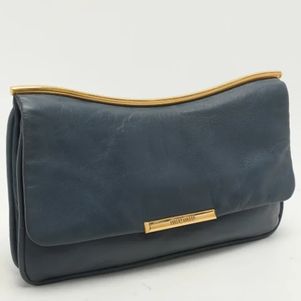 Miu Pre-owned Leather clutches Blue Dames