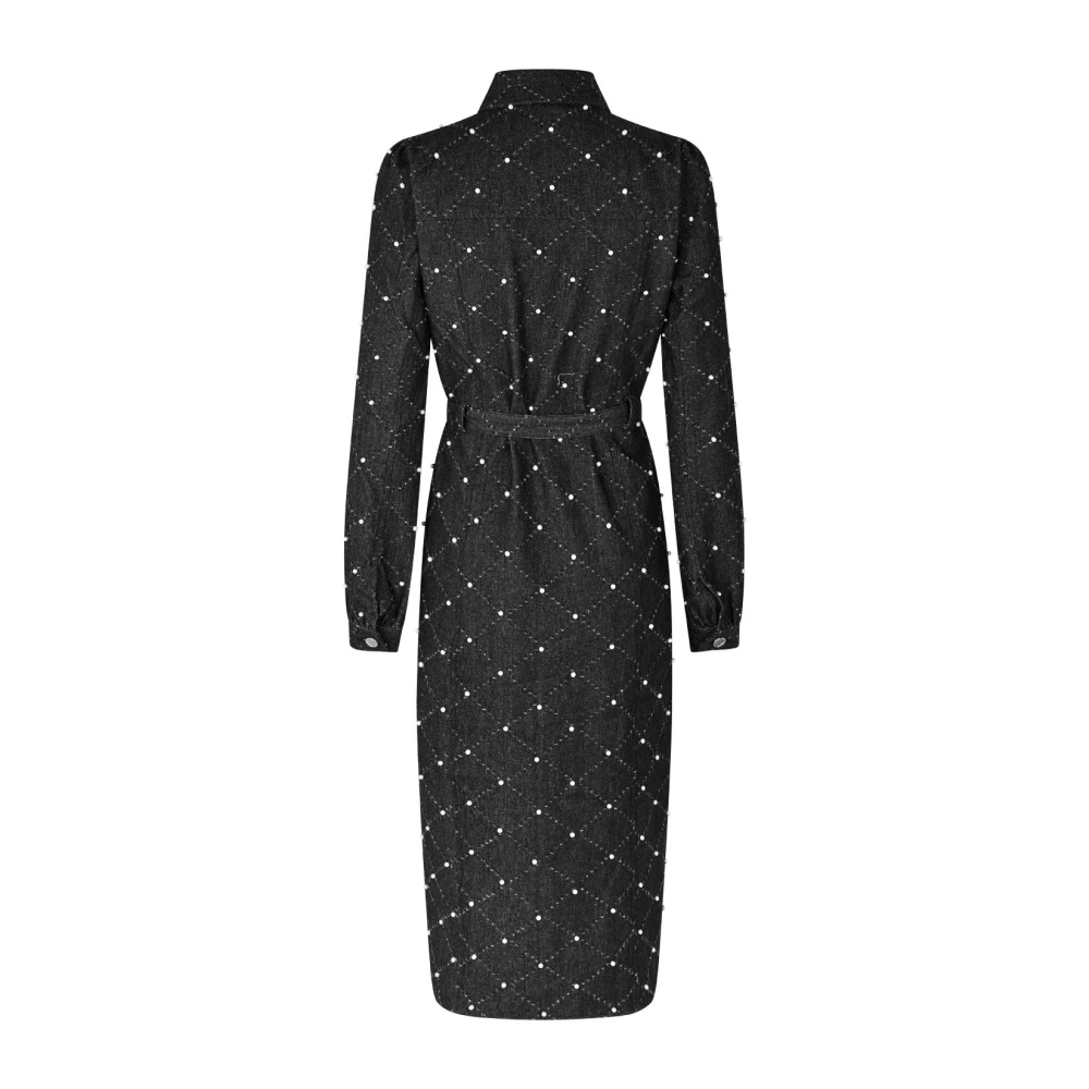 Cras Denim Jurk met Parelversieringen Black Dames