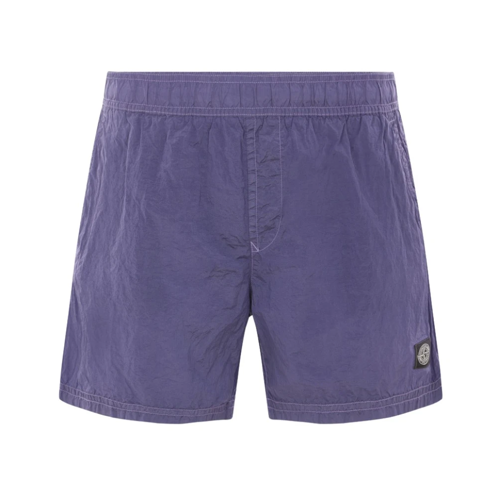 Stone Island Lavendel Nylon Zwemkleding met Logopatch Purple Heren