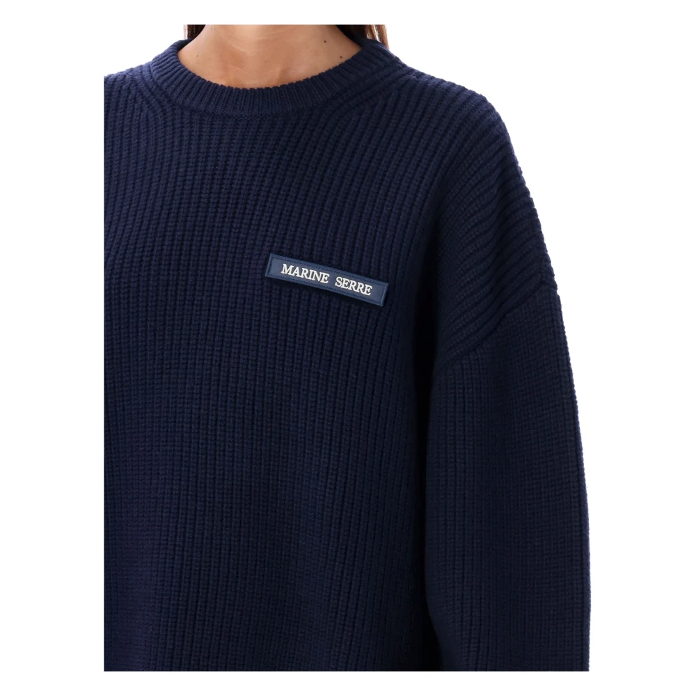 Marine Serre Visserstrui Navy Gebreide kleding Aw24 Blue Dames