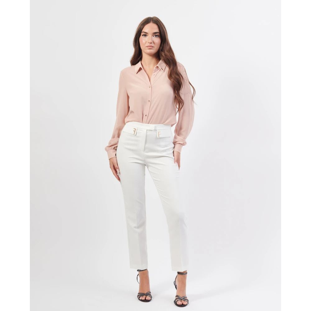 Fracomina Witte Chino Broek Slim Fit White Dames