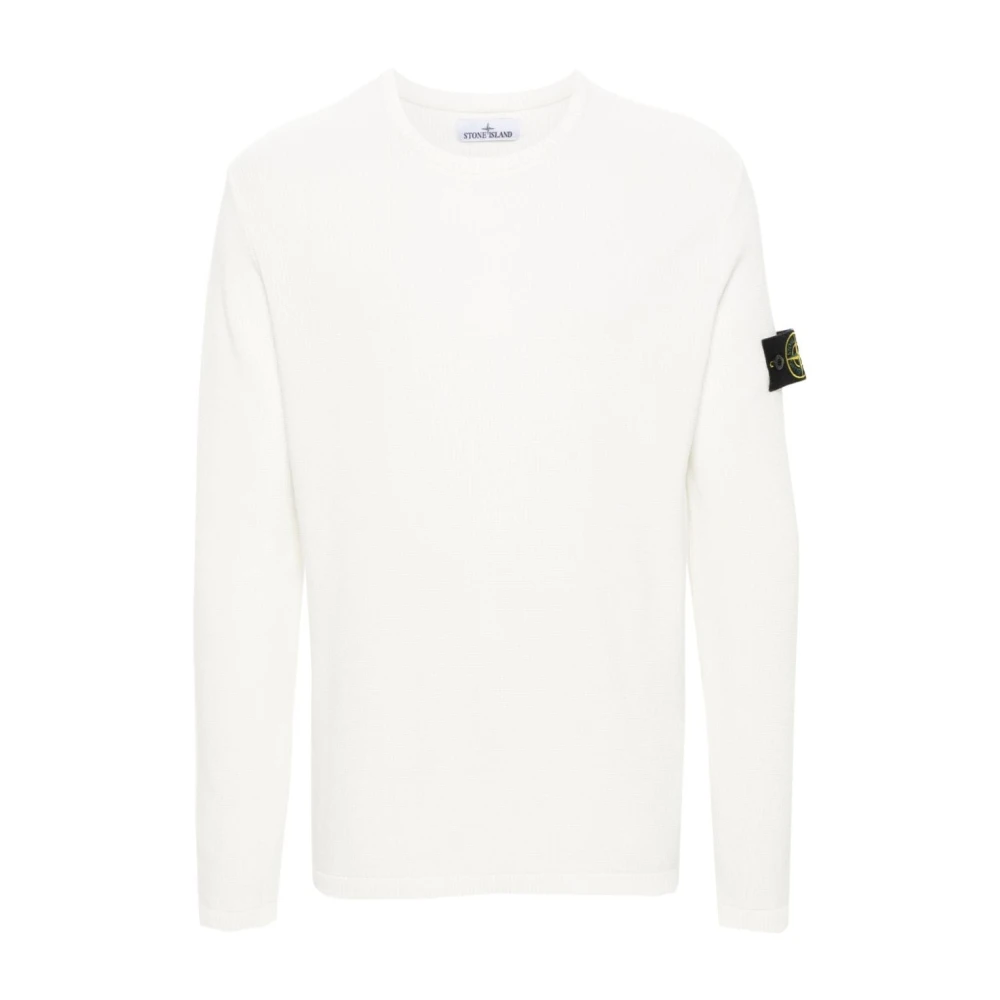 Stone Island Vit Stickad Kompassweater White, Herr