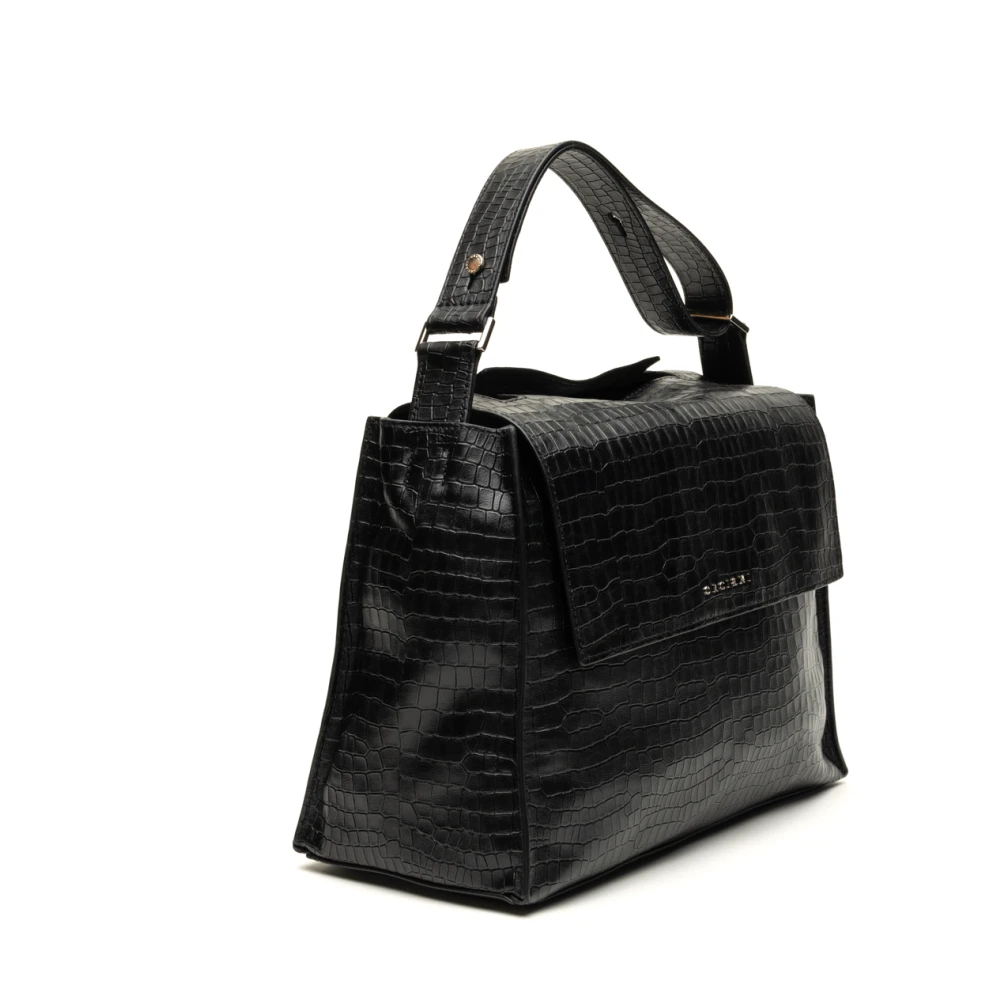 Orciani Zwarte Leren Schoudertas Black Dames