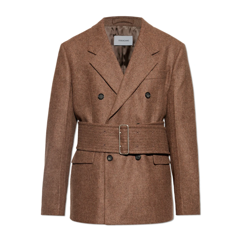 Salvatore Ferragamo Wollen jas Brown Heren