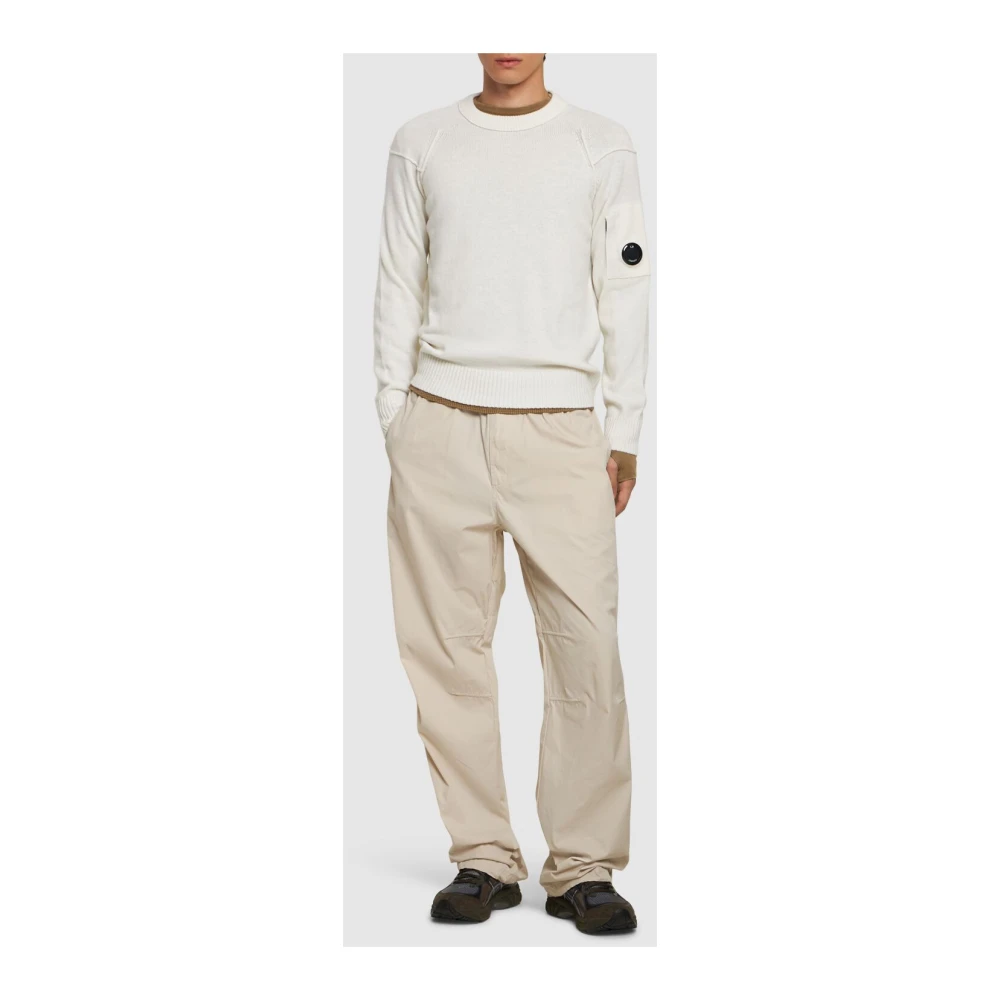 C.P. Company Witte Lamswol Ronde Hals Trui White Heren