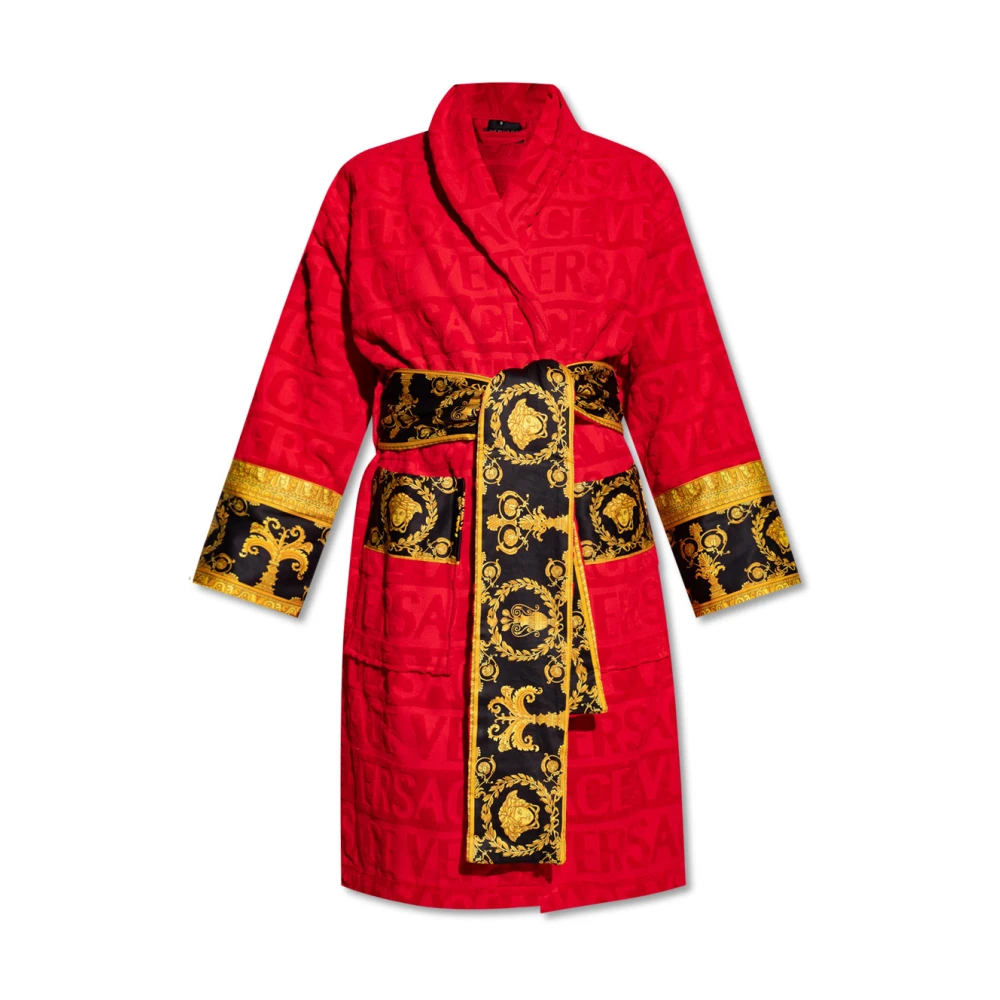Versace Vrouw Rood Nachtkleding Dames, M, Katoen, Badjas Met Logo