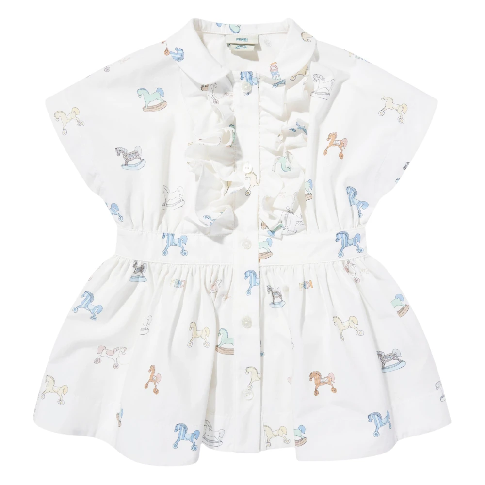 Fendi Girls White Toy Horse Shirt Dress - Dresses - 3 Y - Kids