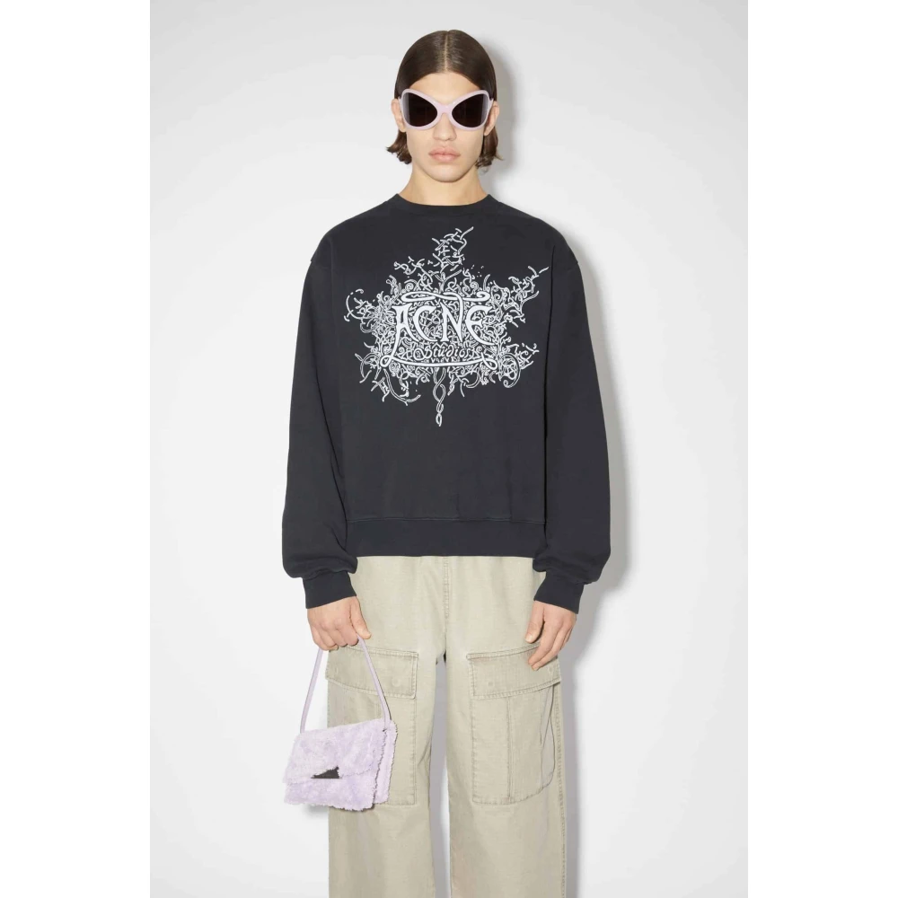 Acne Studios Fluorescerende Zwarte Logo Trui Black Heren