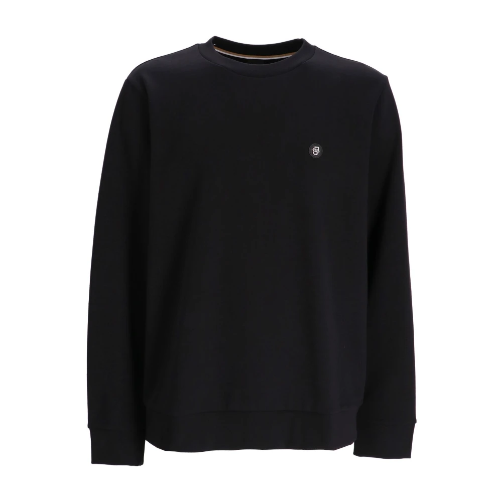 Hugo Boss Zwarte Katoenen Sweater met Ronde Hals Black Heren