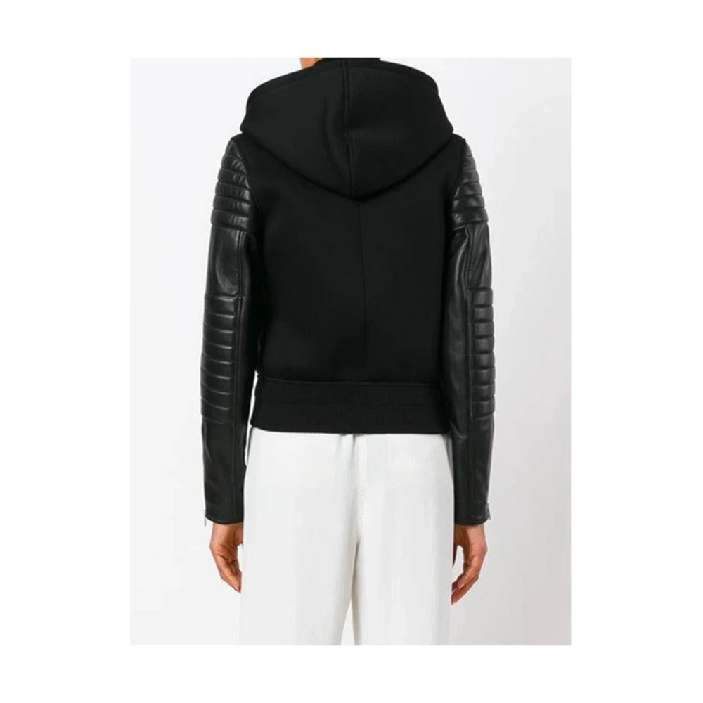 Givenchy Gewatteerde viscosejas met leren inzetstukken Black Dames