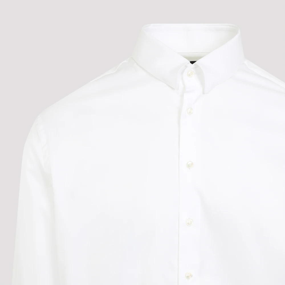 Giorgio Armani Wit Stijlvol Katoenen Overhemd White Heren
