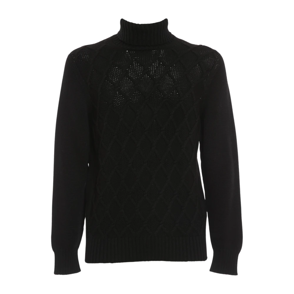 Drumohr Klassisk Svart Ull Turtleneck Tröja Black, Herr