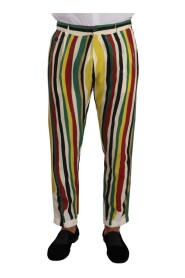 Multicolor Striped Linen Cotton Pants