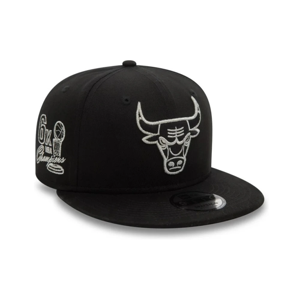 new era Zwarte Bulls Metallic Outline Pet Black Heren