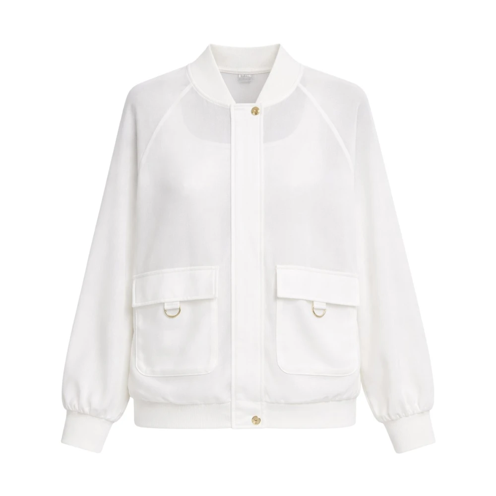Liu Jo Kvinno Vit Jackor Dam, M, Bomull, Mesh Bomber Jacka