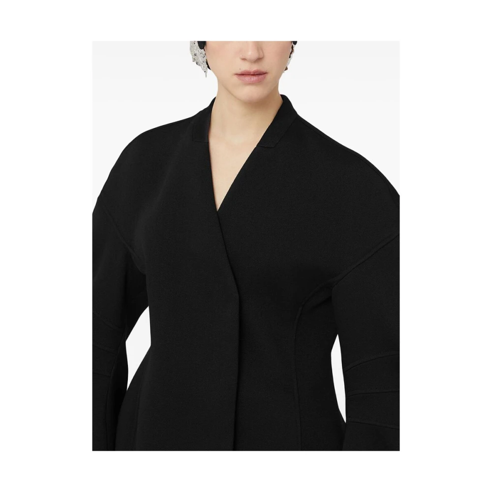 Jil Sander Zwarte Wollen Oversized Jas Black Dames