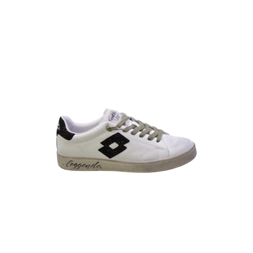 Lotto Men's White Sneakers, 7 Uk, Leather Trainers With Black Suede